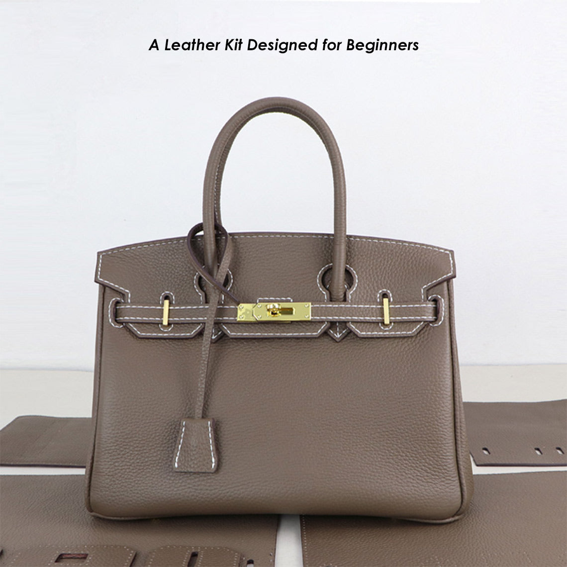 Top Grain Leather Handbag DIY Kit – Sew Your Own Bag (3 Sizes, 14 Colors) detail image 3
