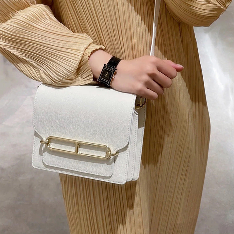 Pig Nose Bag Genuine Leather Small Satchel Bag Tofu Bag Golden Hardware detail image 4
