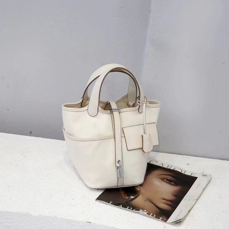 Small Leather & Canvas Handbag with Cargo Pocket detail image 8