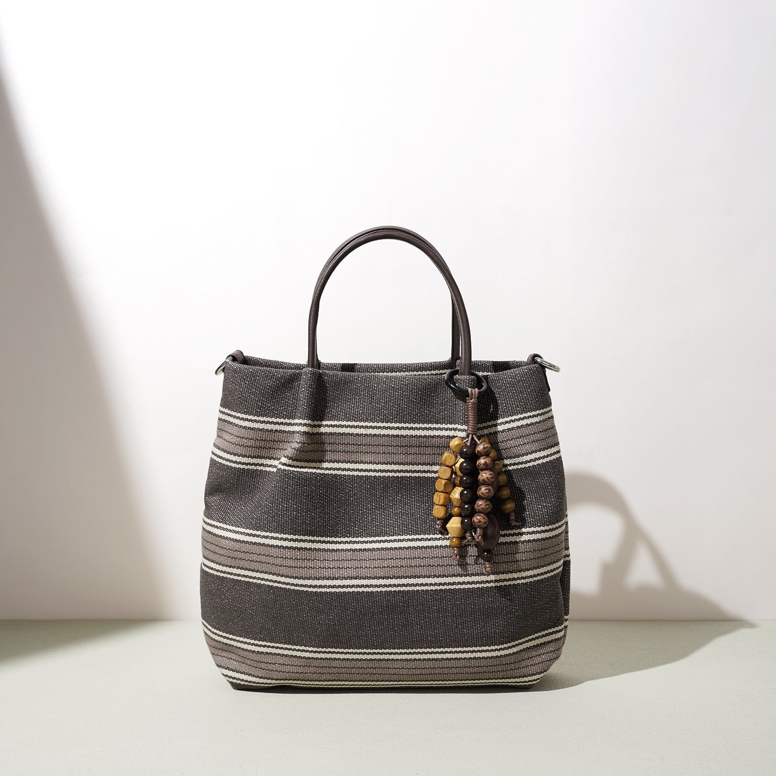 Striped Linen Ethnic Crossbody Bag with Dual Straps detail image 7