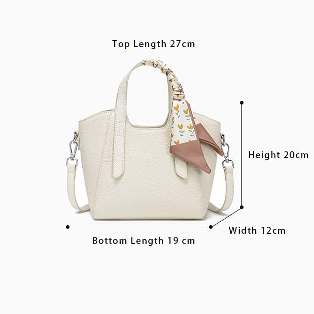 Pebbled Grain Leather Mini Bucket Bag with Floral Scarf detail image 2