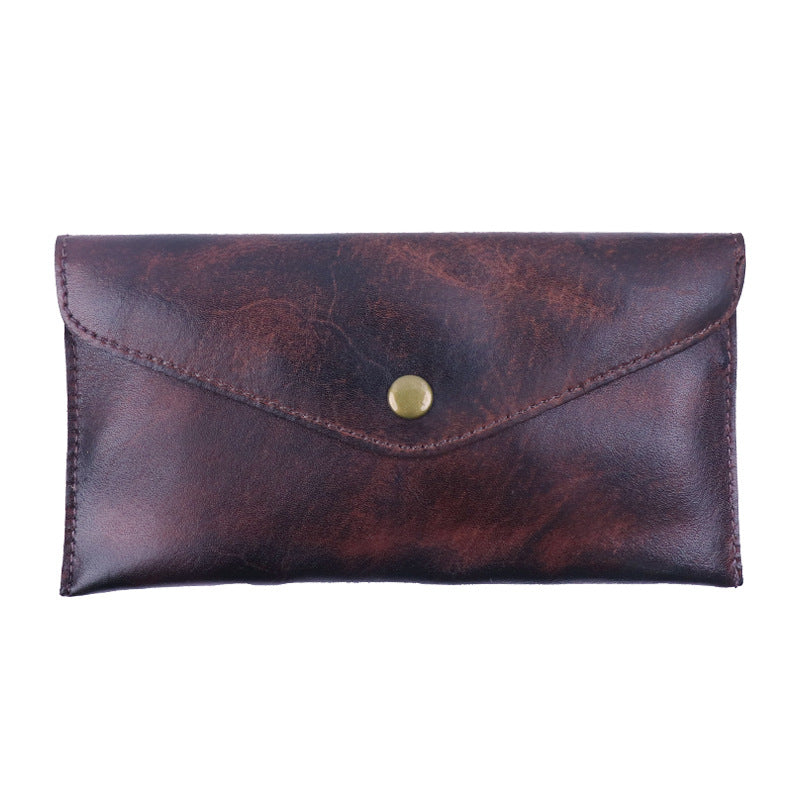 Vegetable Tanned Leather Envelope Wallet with Snap Pocket detail image 5