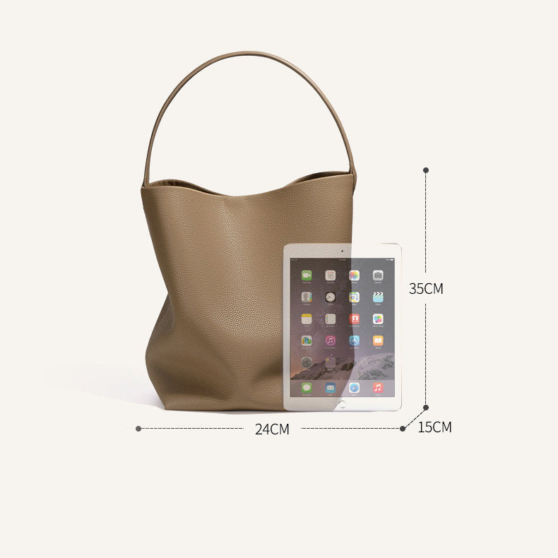 Soft Pebbled Leather Park Tote - Large Capacity Commuter Bag detail image 7