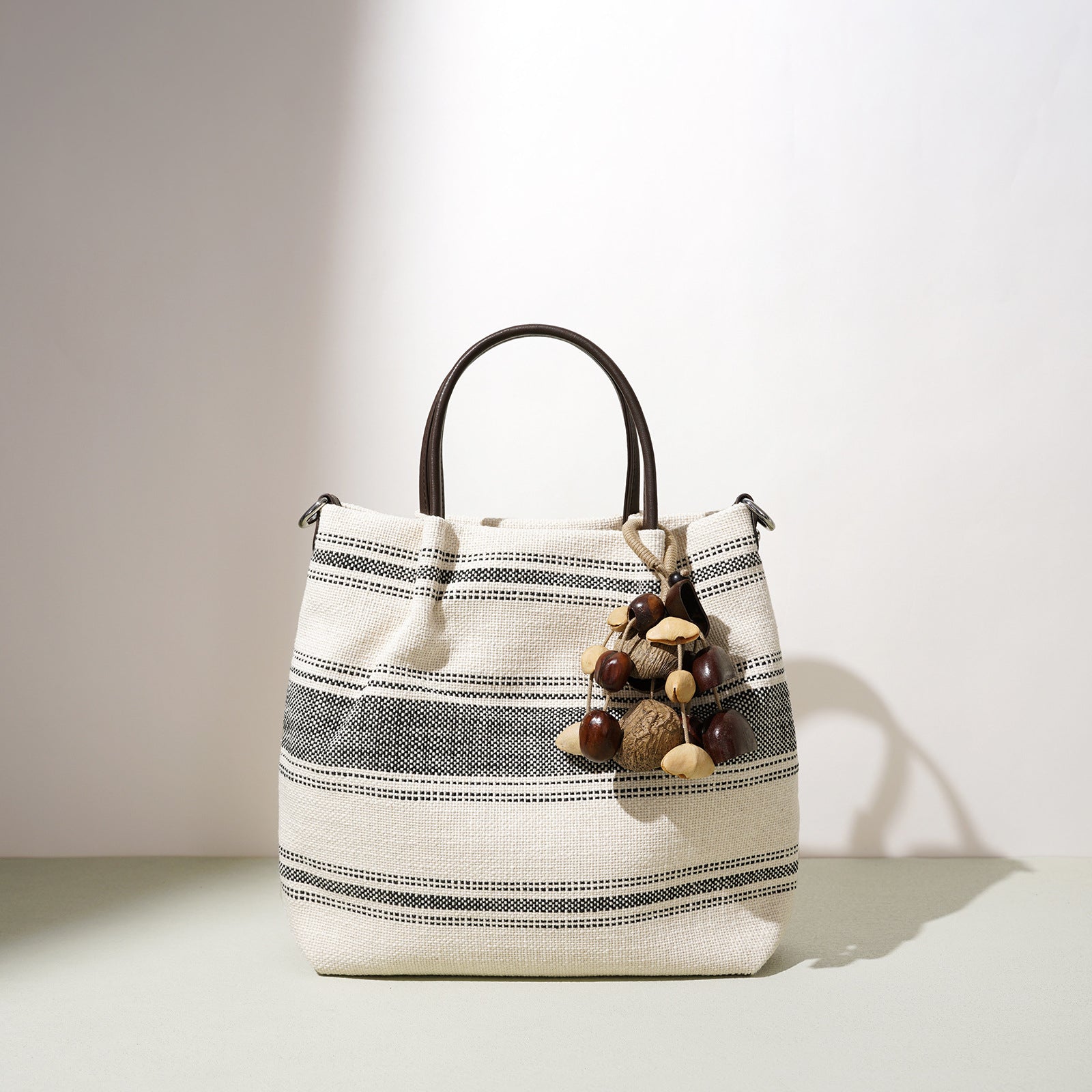 Striped Linen Ethnic Crossbody Bag with Dual Straps product image 1