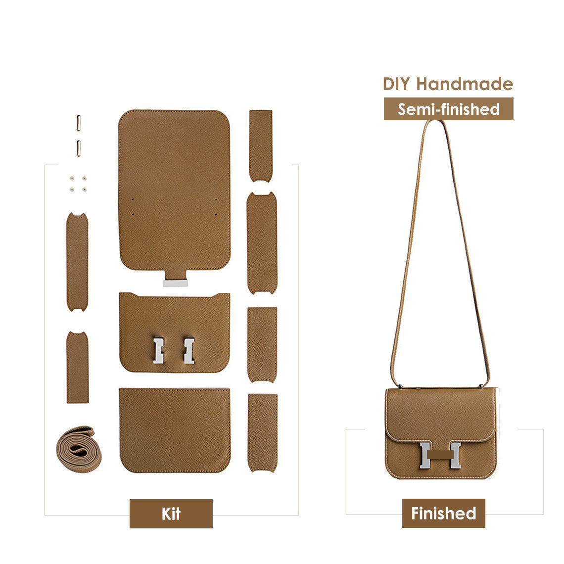 Leather Square Tofu Crossbody Bag DIY Kit – Tan or Black product image 1