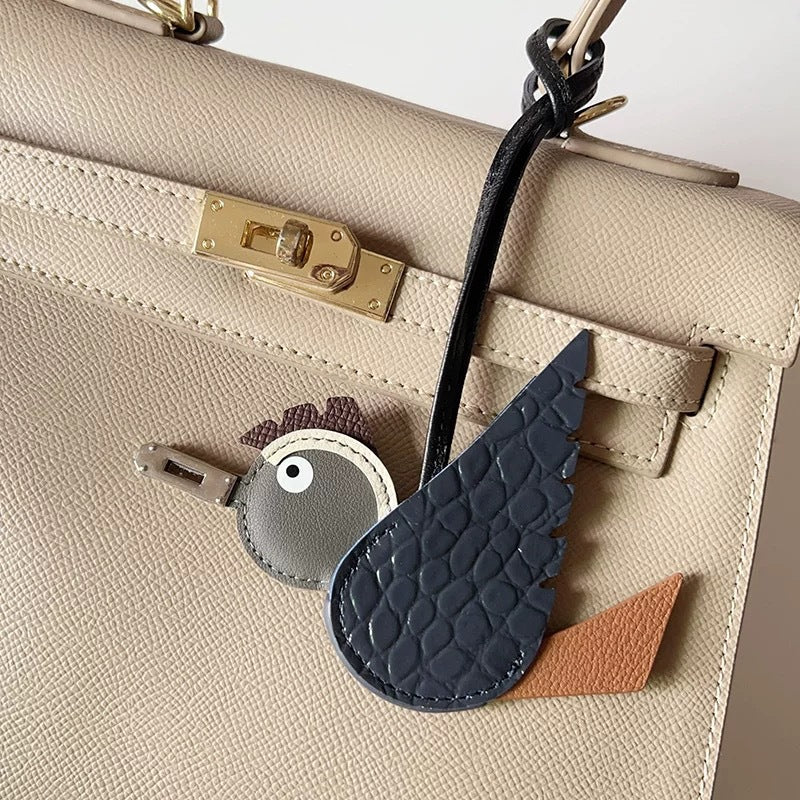 Top Grain Leather Birdy Bag Charm and Keychain detail image 2