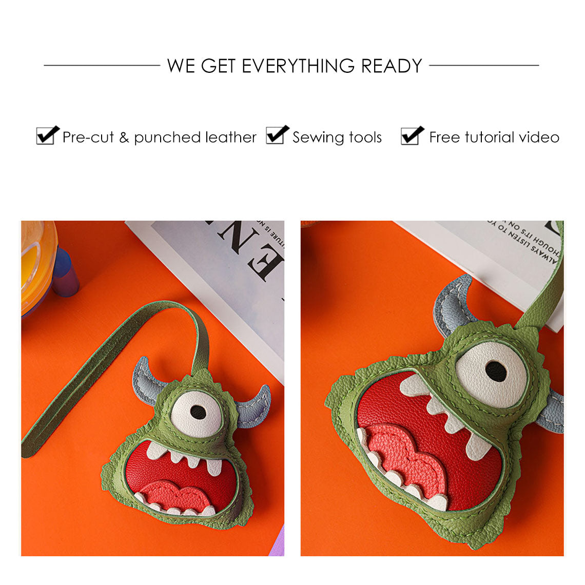HandsewGift Leather Monster Keychain Charm DIY Kit detail image 7