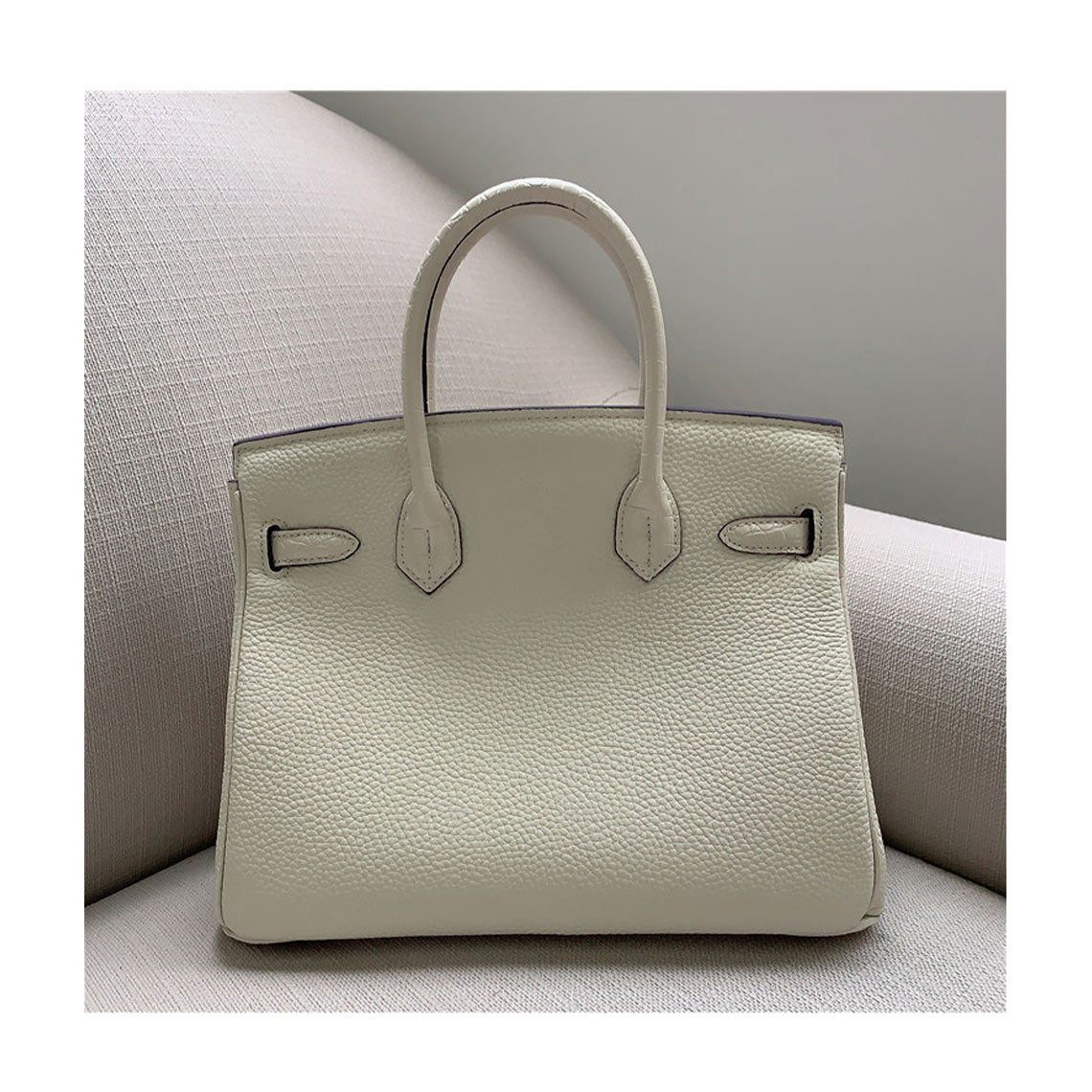 Top Grain Leather Croc Embossed Flap Top Handle Bag detail image 14