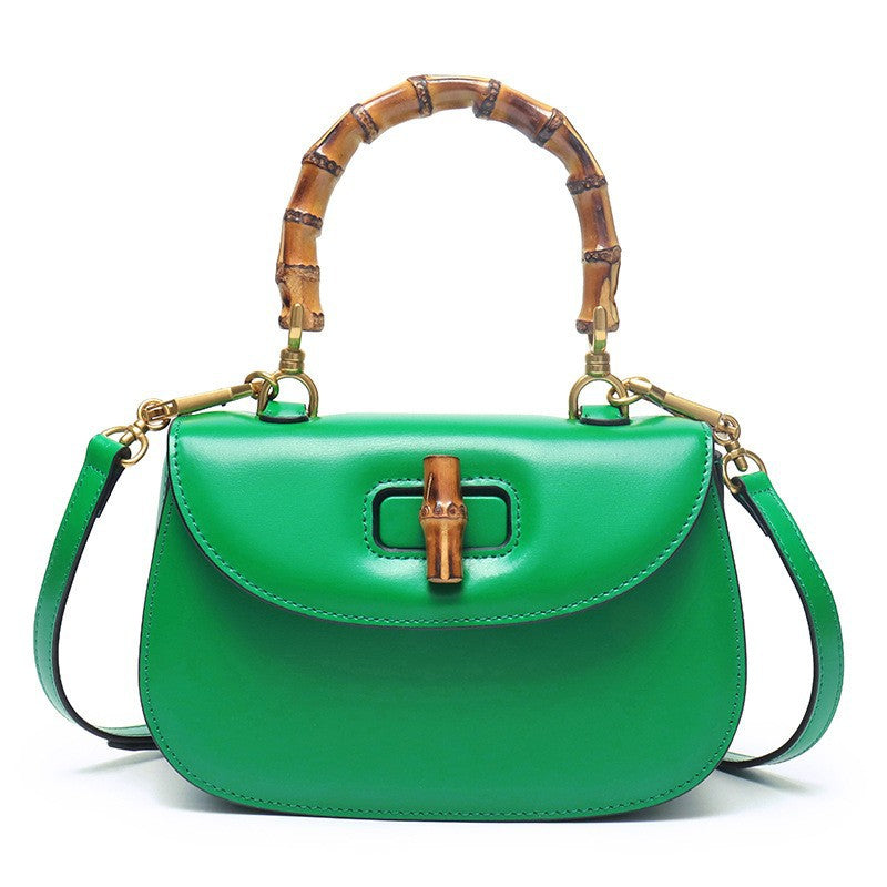 Genuine Leather Retro Bamboo Top Handle Mini Bag detail image 14