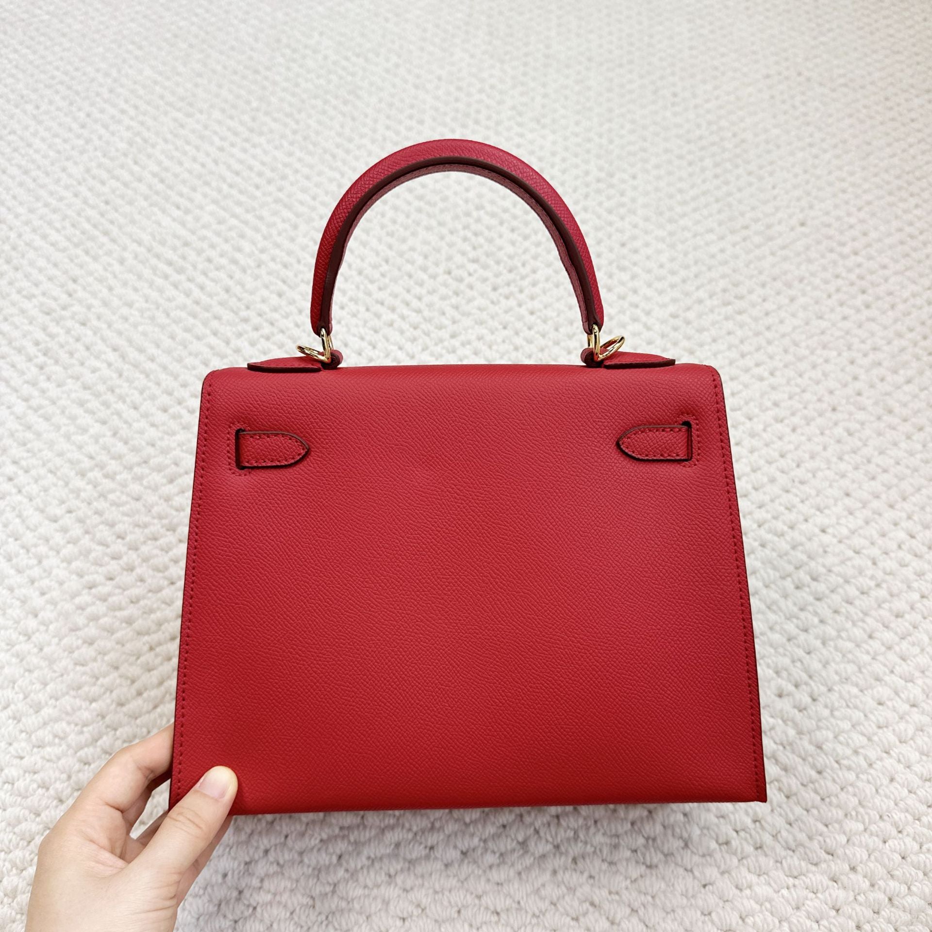 Top Grain Leather Fine Embossed Grain Top Handle Bag detail image 15