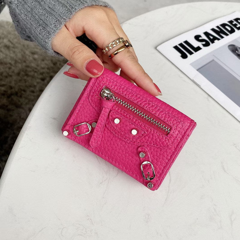 Compact Cowhide Trifold Wallet with Zipper Coin Pocket detail image 16