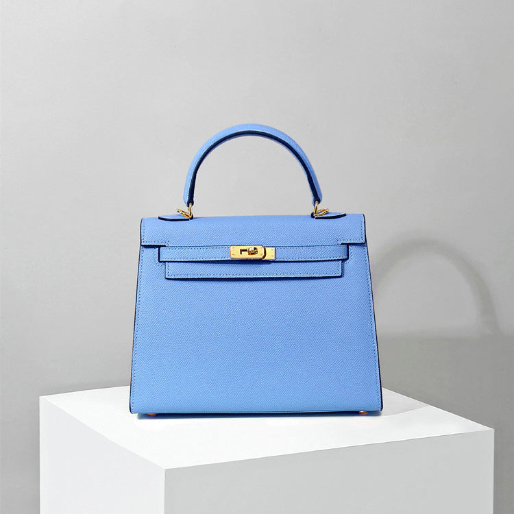 Top Handle Leather Handbag with Detachable Strap – 4 Sizes, 29 Colors detail image 16