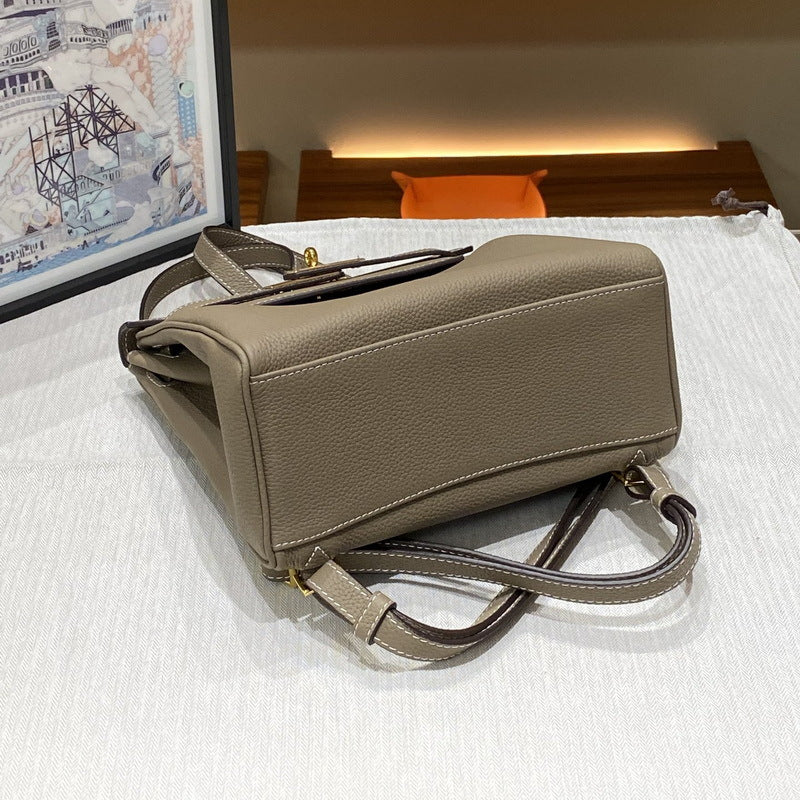Top Grain Leather Top Handle Backpack with Adjustable Straps detail image 12