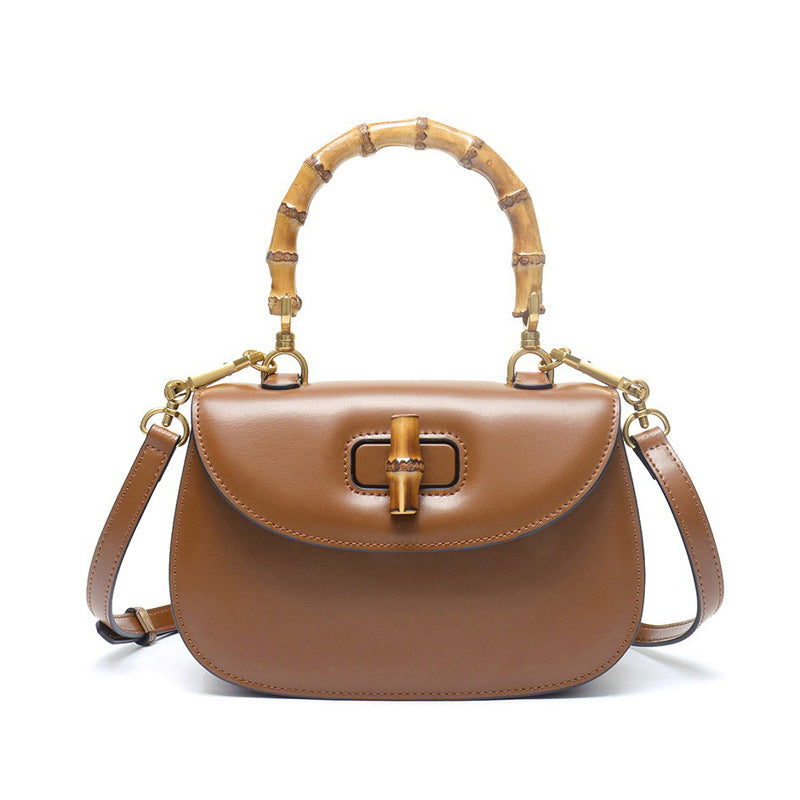 Genuine Leather Retro Bamboo Top Handle Mini Bag product image 1