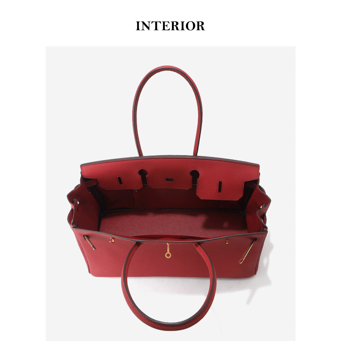 Top Grain Leather Top Handle Bag with Long Shoulder Strap - 40cm detail image 4