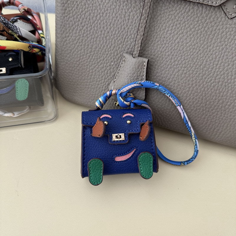 Mini Doll Bag Charm Keychain with Earphone Case - PU Leather, 14 Colors detail image 11