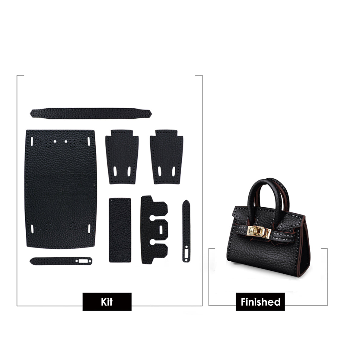 Mini Top Handle Leather Bag Charm DIY Kit – Hand Sewn, Top Grain Leather, 7 Colors detail image 14