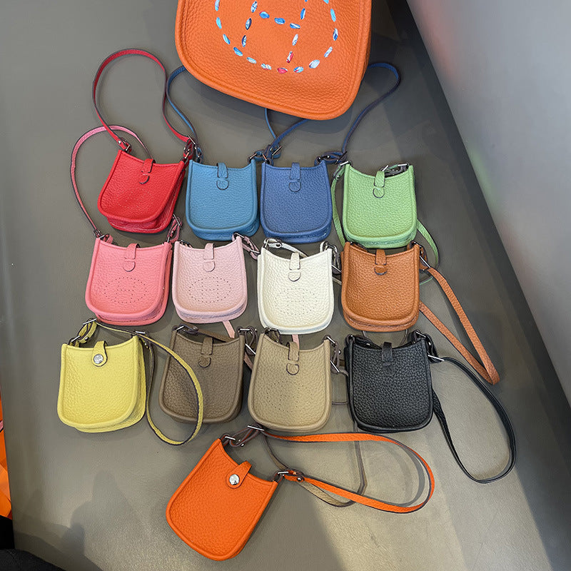 Top Grain Leather Mini Crossbody Bag Charm and AirPods Holder detail image 3