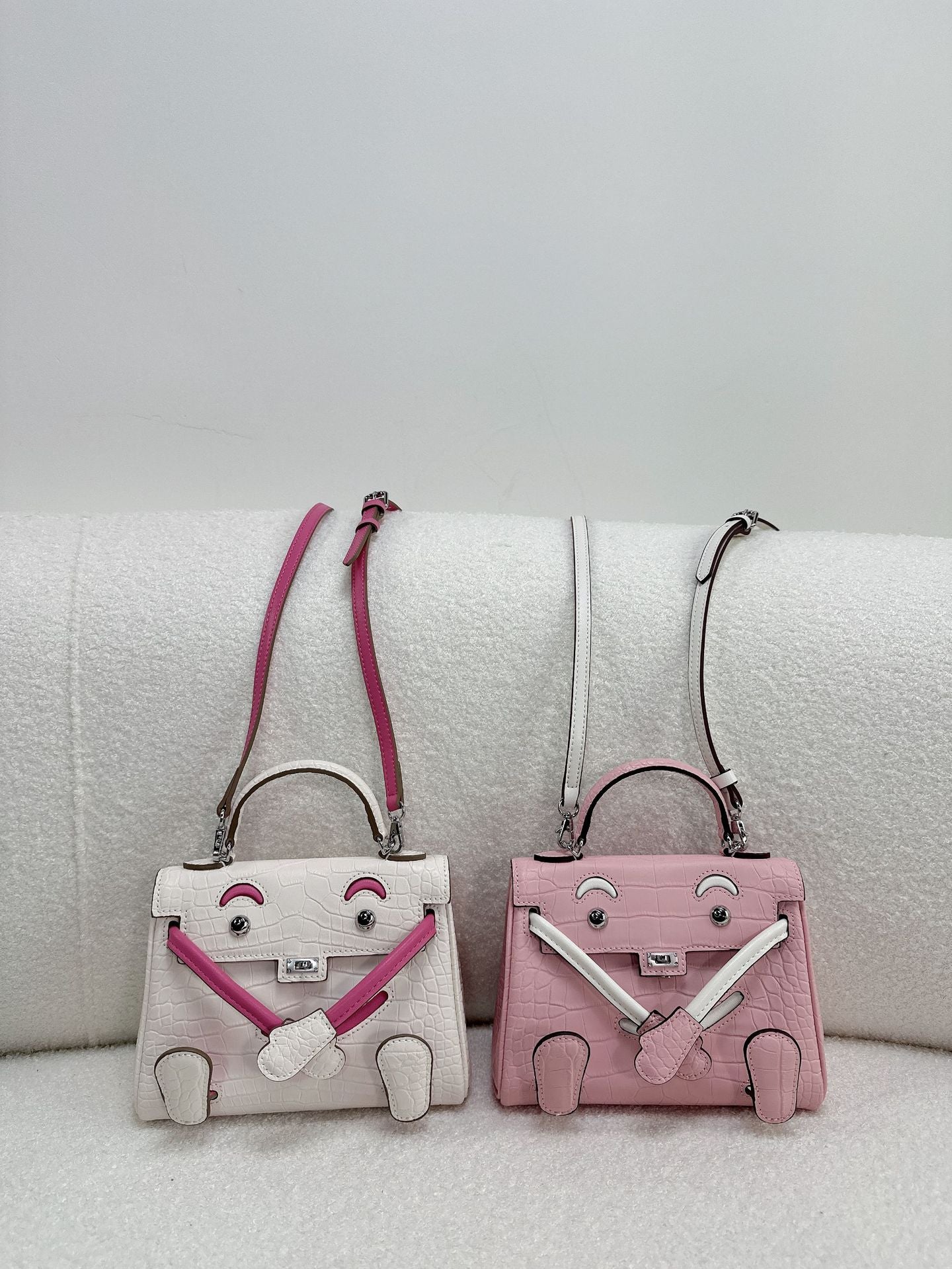 Mini Leather Bag Charm Keychain – Croc-Embossed & Smooth Calfskin, 11 Colors detail image 17