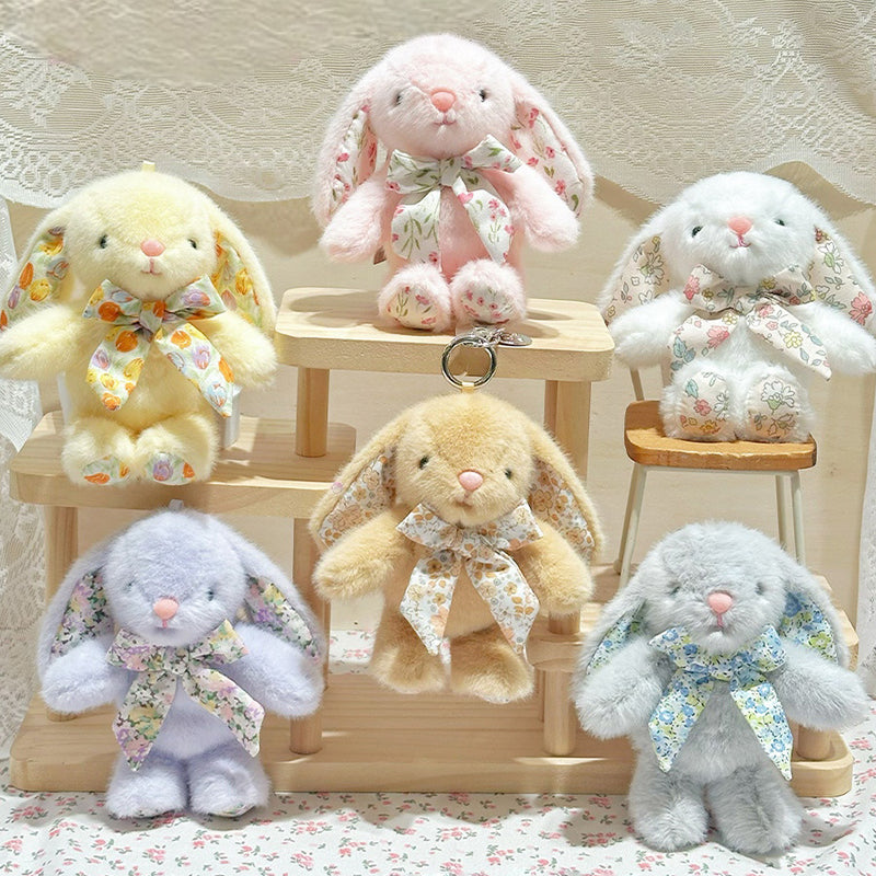 Bow Tie Baby Bunny Bag Charm – Soft Plush Keychain in Six Colors product image 1