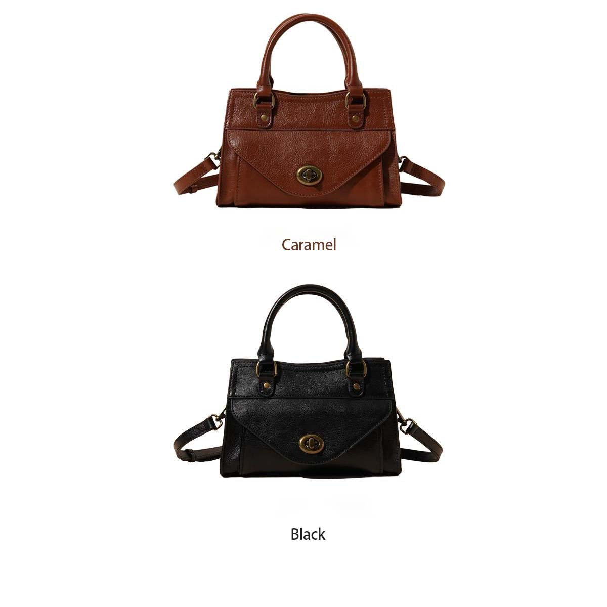 Top-Grain Cowhide French Square Crossbody Bag with Adjustable Strap detail image 5
