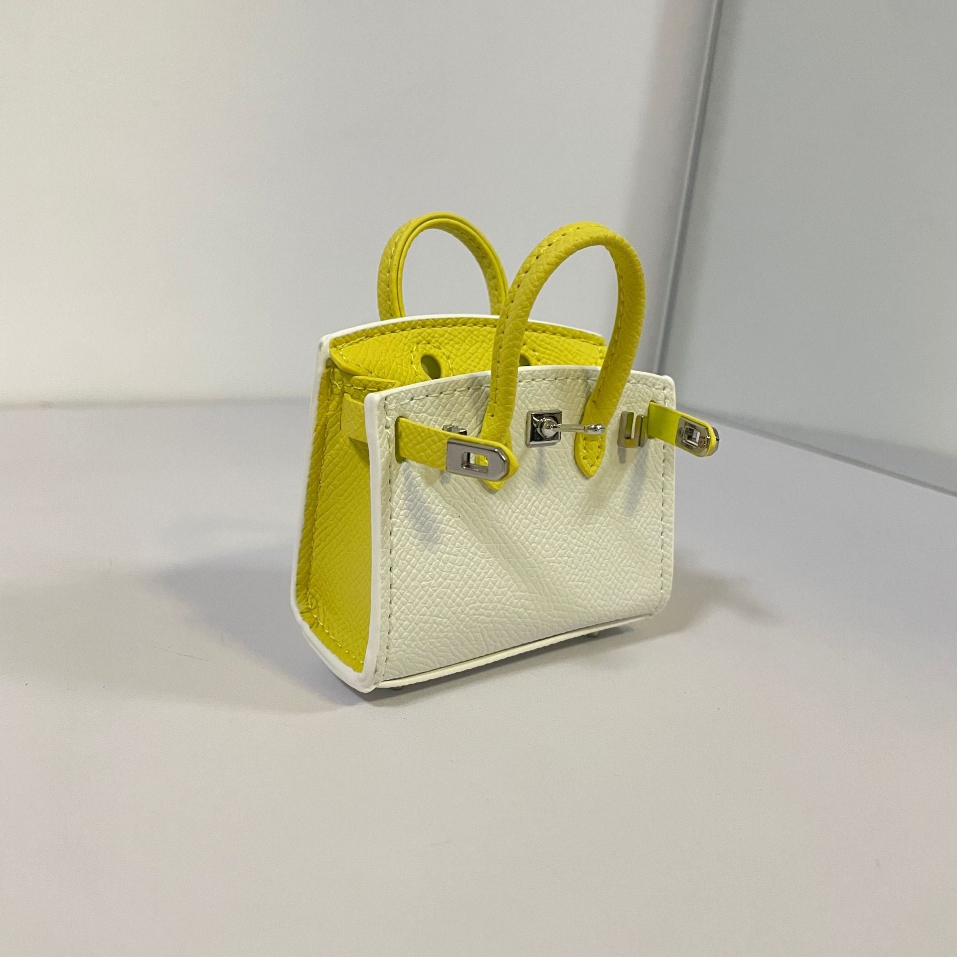 Mini Top Handle Bag Charm Keychain with AirPods Holder in PU Leather, 8cm Wide, Multi-Color Options detail image 3
