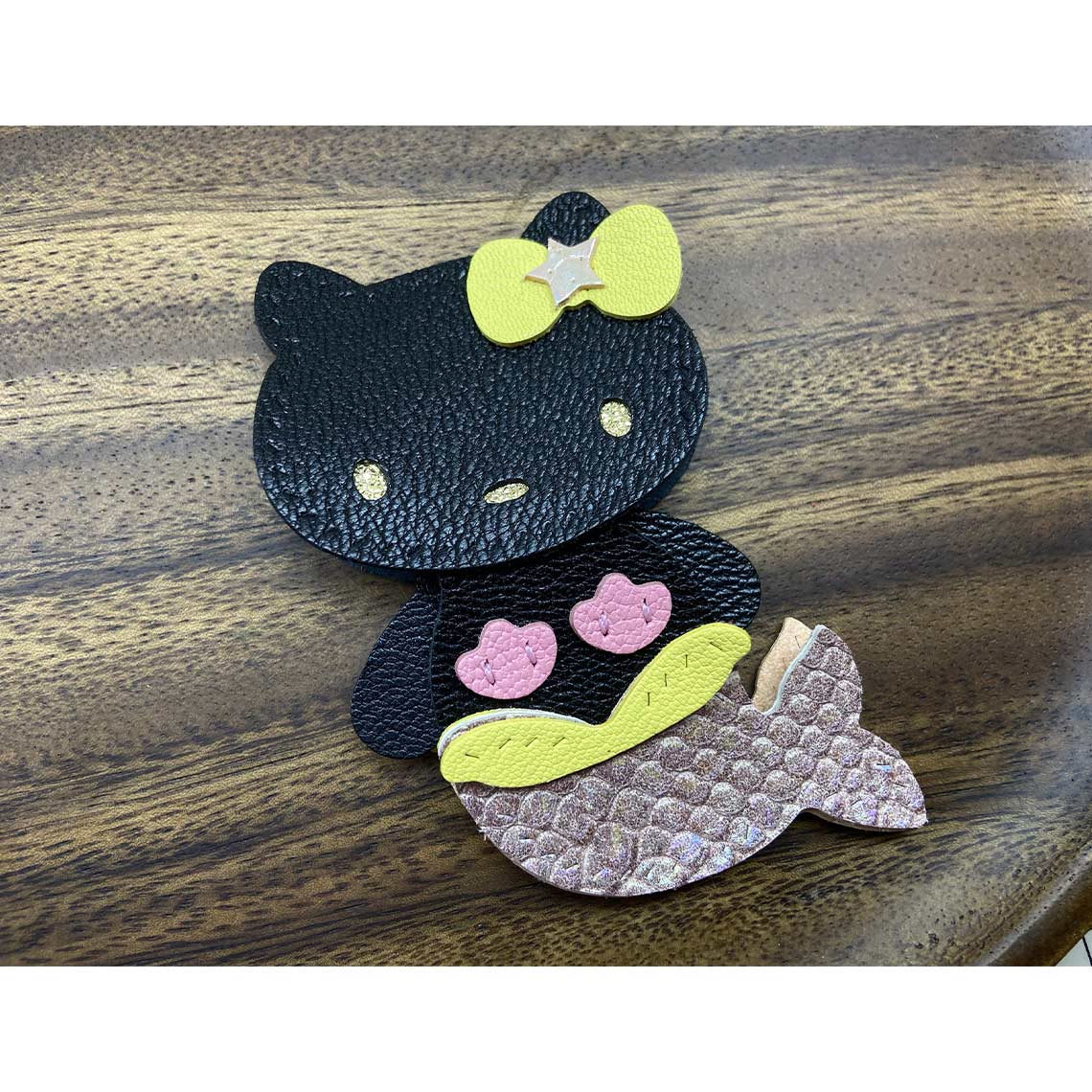Mermaid Kitty Leather DIY Keychain & Charm Kit – Hand-Stitched Lambskin detail image 10