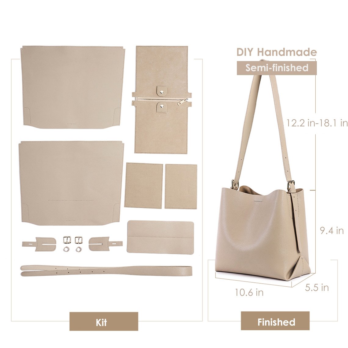 Handsew Bucket Bag DIY Kit – Cow Leather Craft Project product image 1