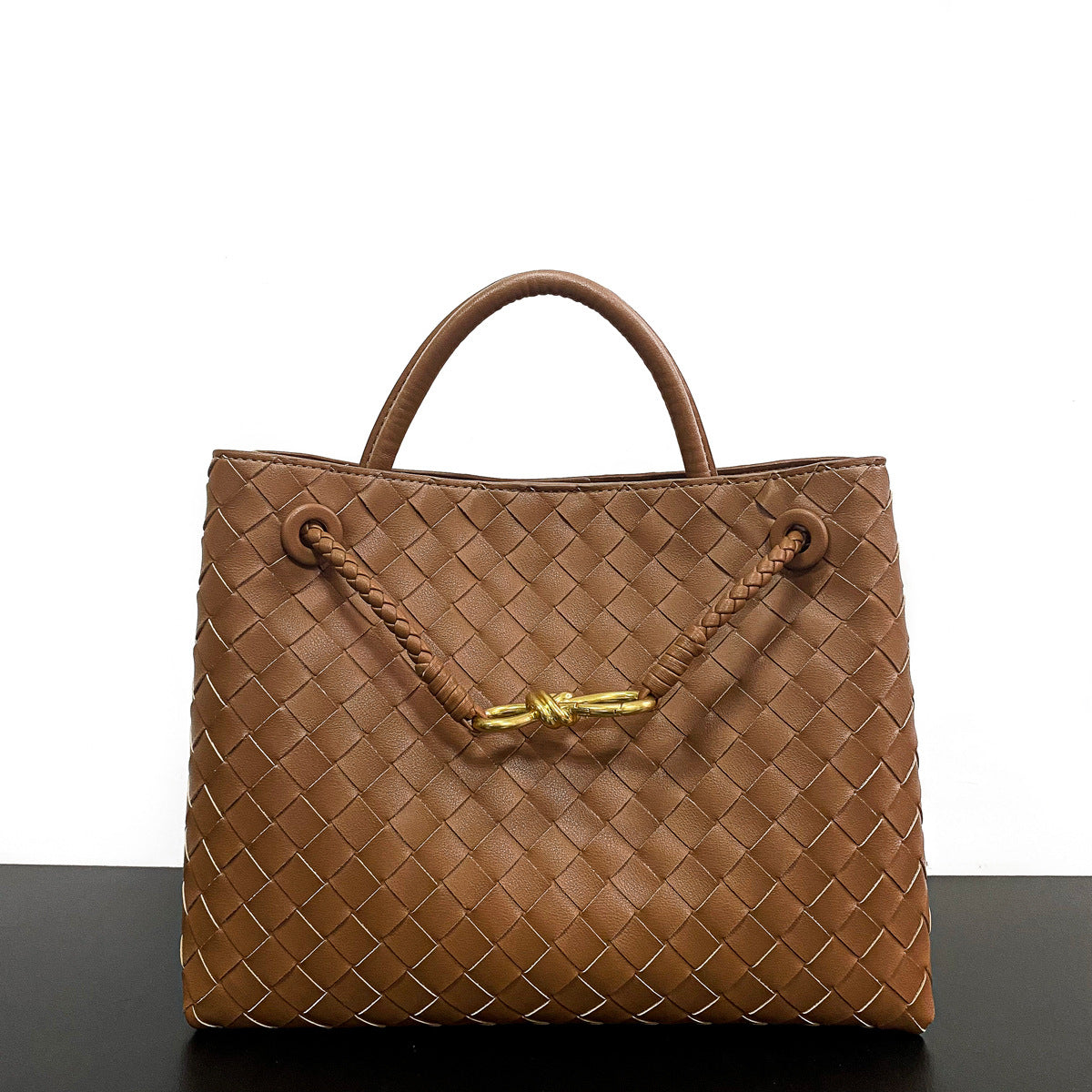 Woven Leather Tote Bag - Retro Knot Shoulder Bag & Handbag detail image 5