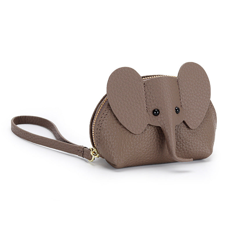 Cartoon Elephant Change Purse Top Grain Leather Card Holder detail image 11
