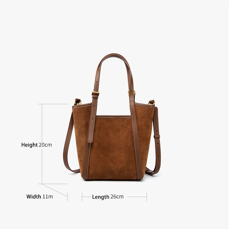 Vintage Suede Leather Tote | Large Capacity Commuter Bag detail image 1