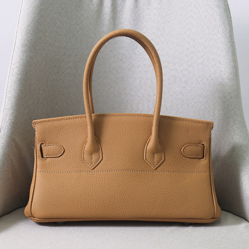 Top Grain Leather Top Handle Bag 30cm - Multiple Colors detail image 7