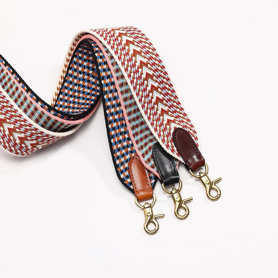 Handmade Full Grain Leather Webbing Strap – 5 cm Wide, Brass Clips, 3 Sizes detail image 1