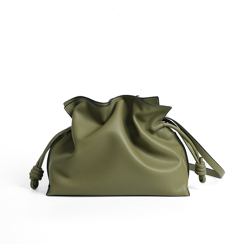 Dumpling Clutch Crossbody Bag in Soft Split Cowhide Leather detail image 7
