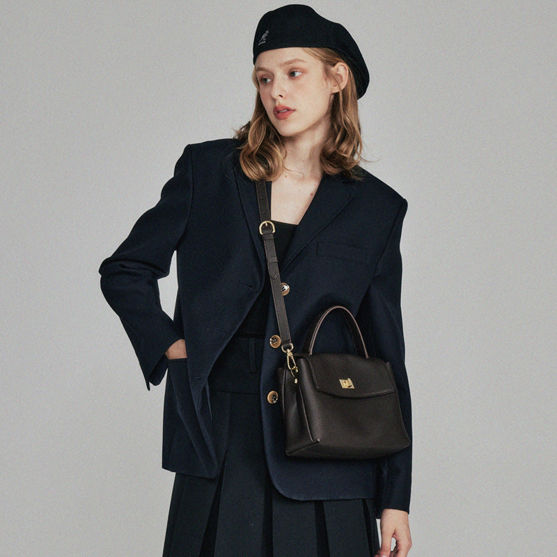 Pebbled Grain Leather Square Bag – Handbag, Shoulder, or Crossbody detail image 1