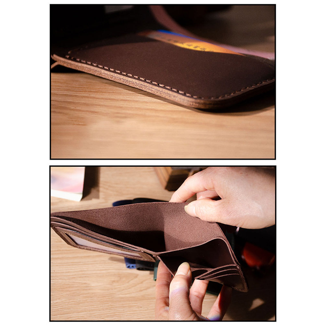 Handsewgift DIY Crazy Horse Leather Bifold Wallet Kit – Choose Style A or B detail image 4
