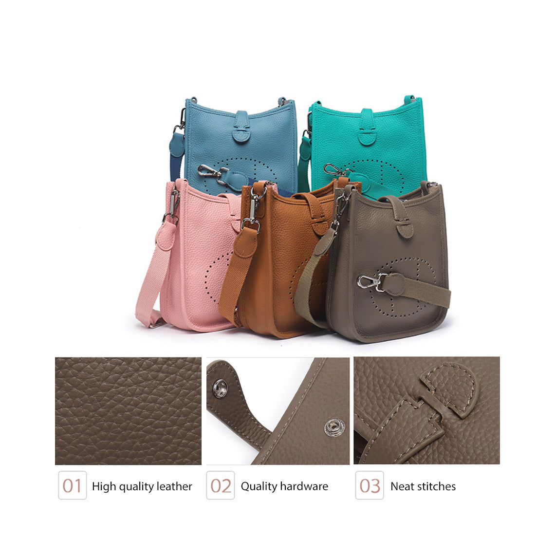 Top Grain Leather Crossbody Bag - Large 28 / Small 18 detail image 7