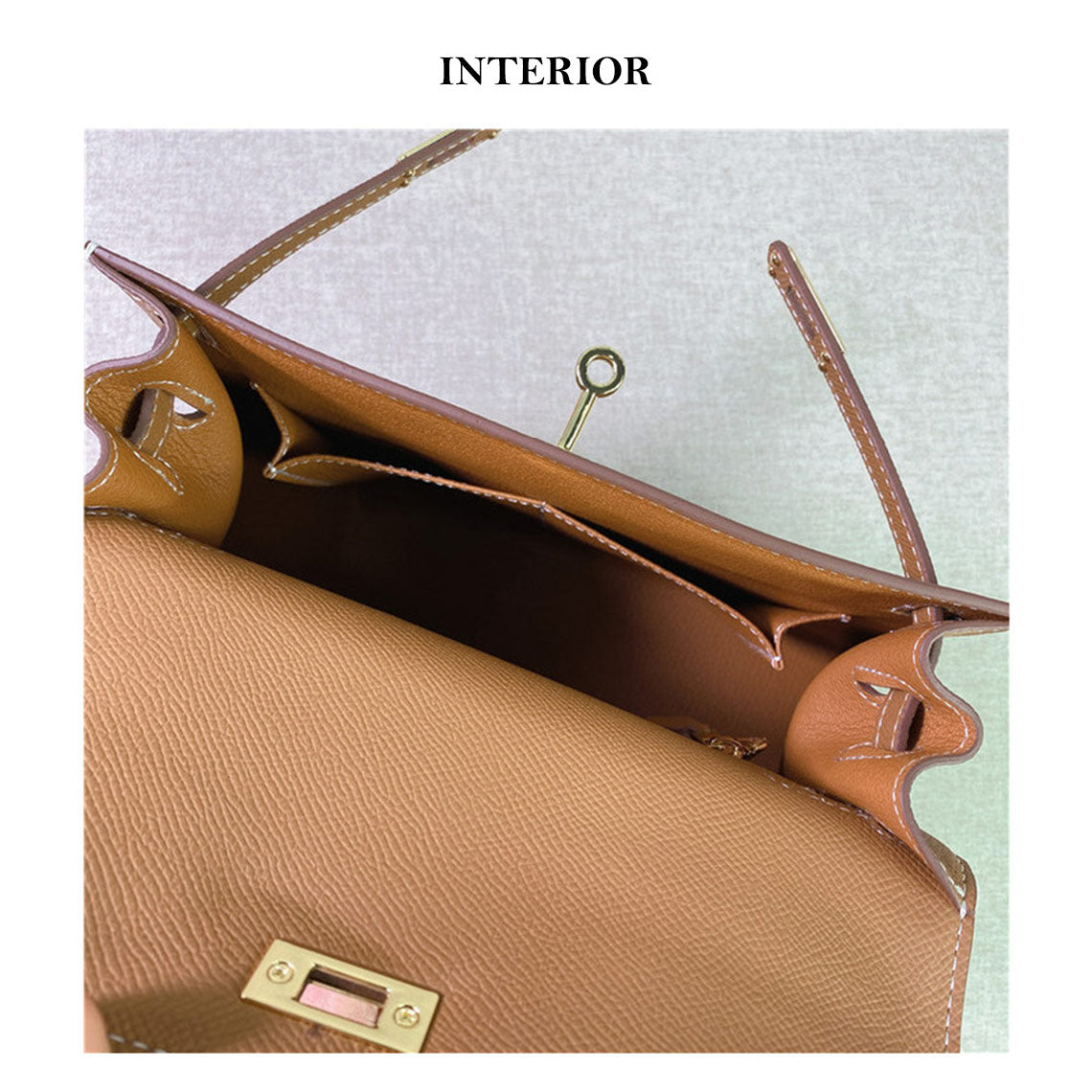 Top Grain Leather Fine Embossed Grain Top Handle Bag detail image 9
