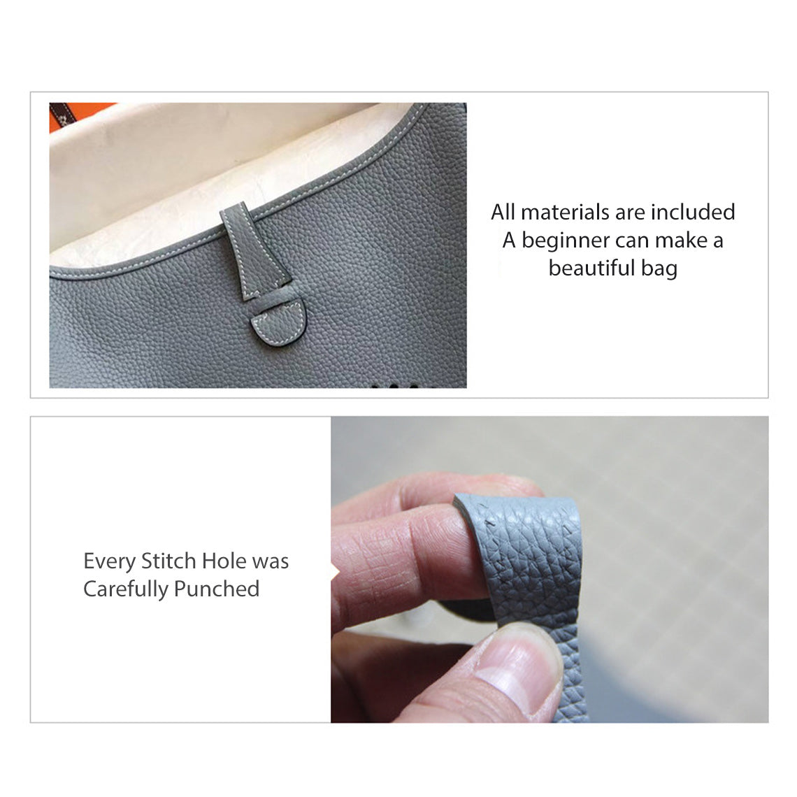 Full Grain Leather Mini Crossbody Bag DIY Kit – Hand-Sewn Leathercraft Project detail image 9