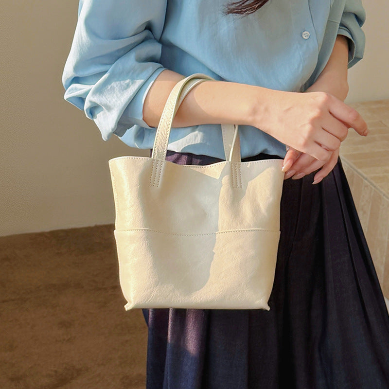 Essential Leather Mini Tote - Top-Grain Cowhide Handbag with Crossbody Strap detail image 7
