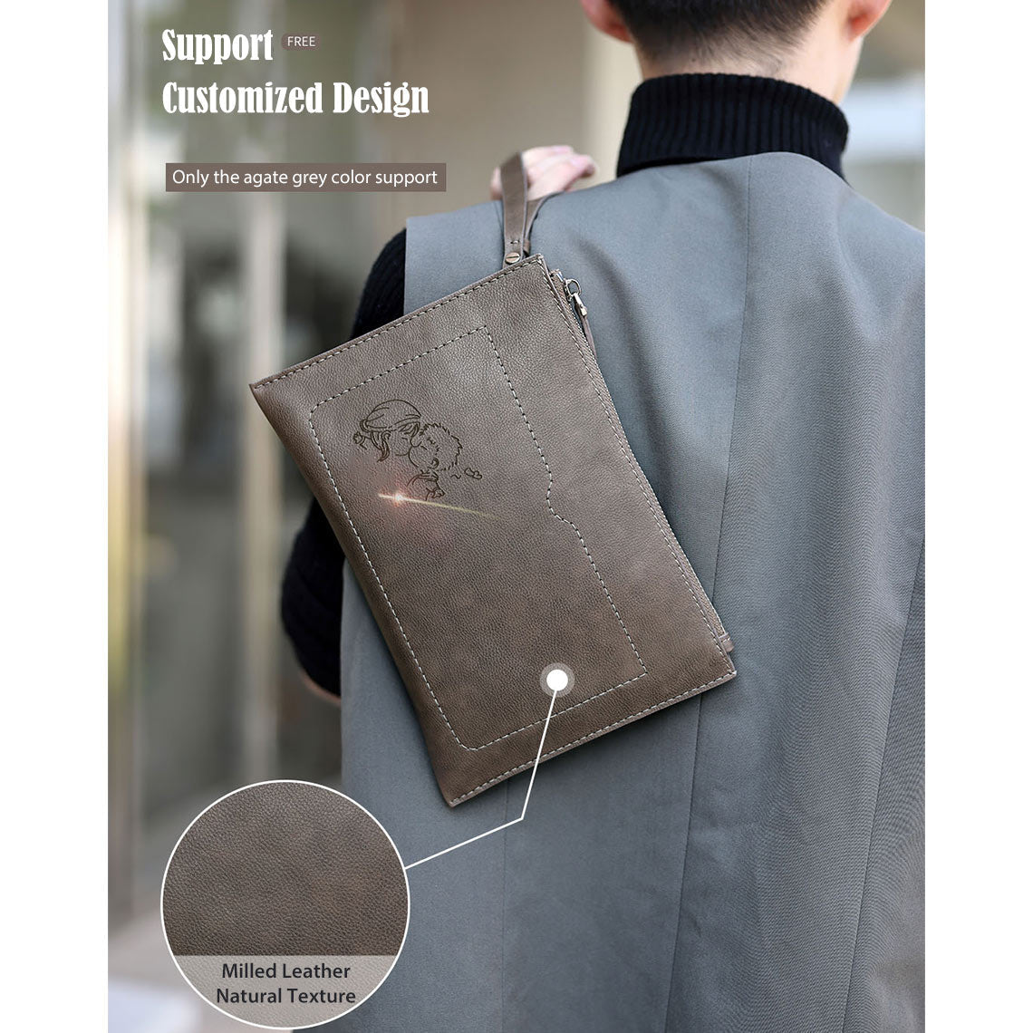 Men's Leather Clutch Bag DIY Kit – Top Grain & Full Grain Leather detail image 10