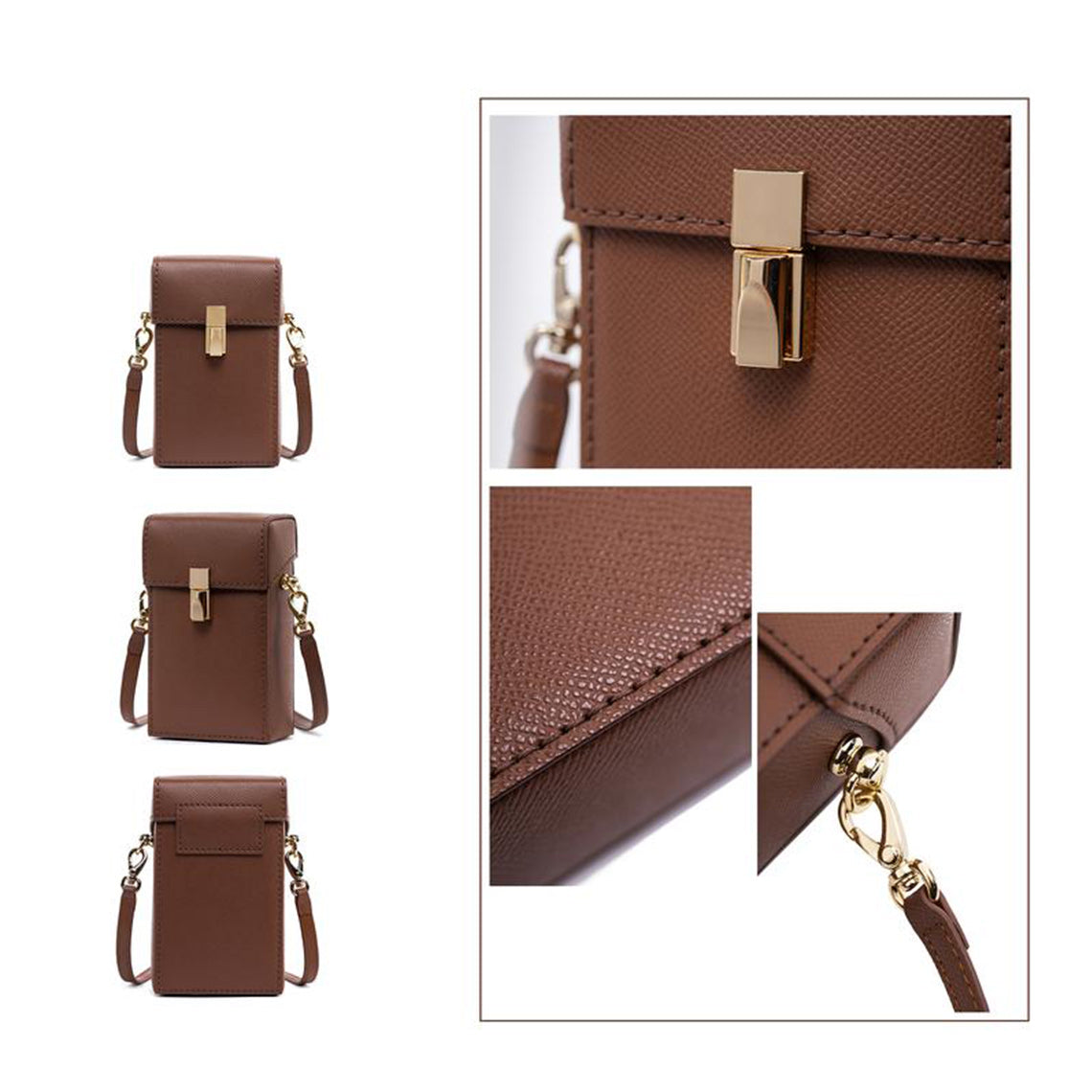Genuine Leather Phone Bag DIY Sewing Kit – Hand-Stitched Craft Project detail image 2