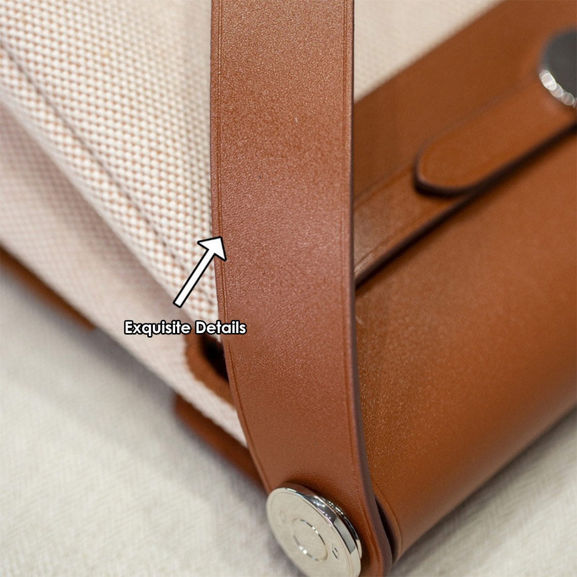 Leather Trim Mini Canvas Tote Shoulder Bag detail image 5