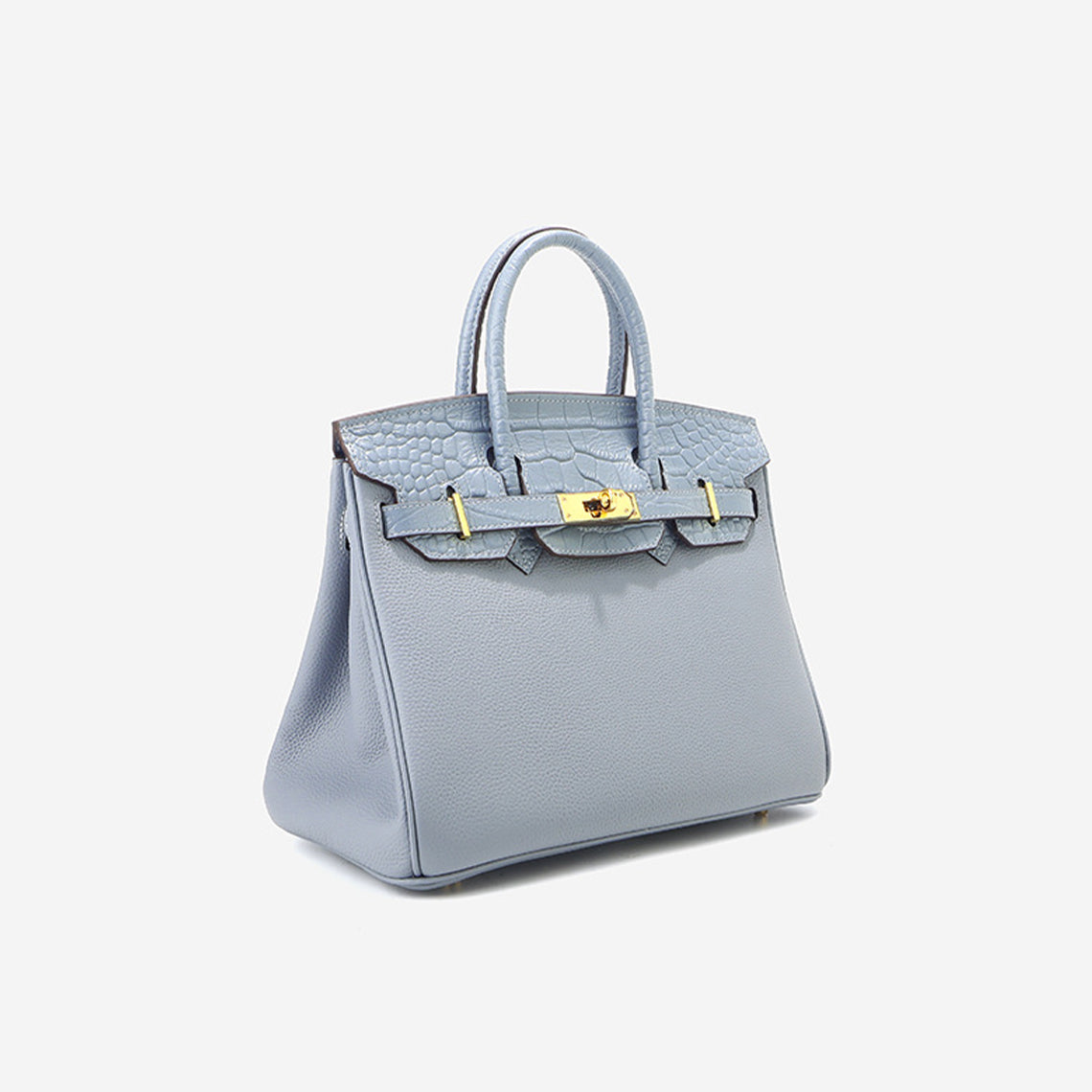 Croc Embossed Top Grain Leather Handbag with Gold-Tone Twist Lock detail image 15