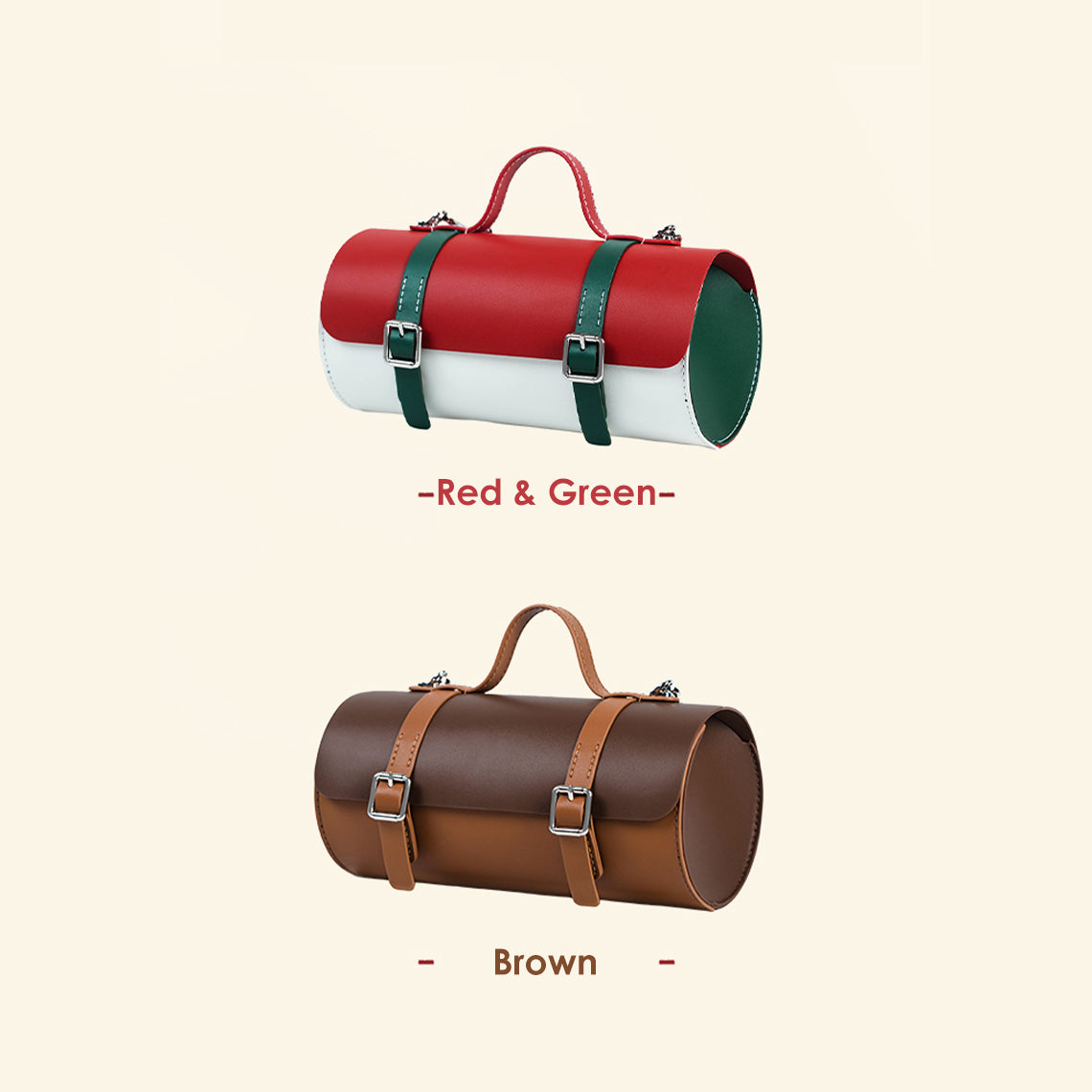 Cylinder Satchel Leather Bag DIY Kit with Top Handle and Crossbody Strap detail image 1