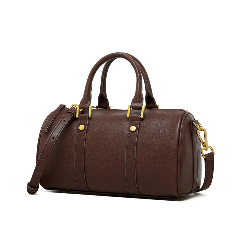 Top Grain Leather Boston Bag | Retro Handbag for Women detail image 4