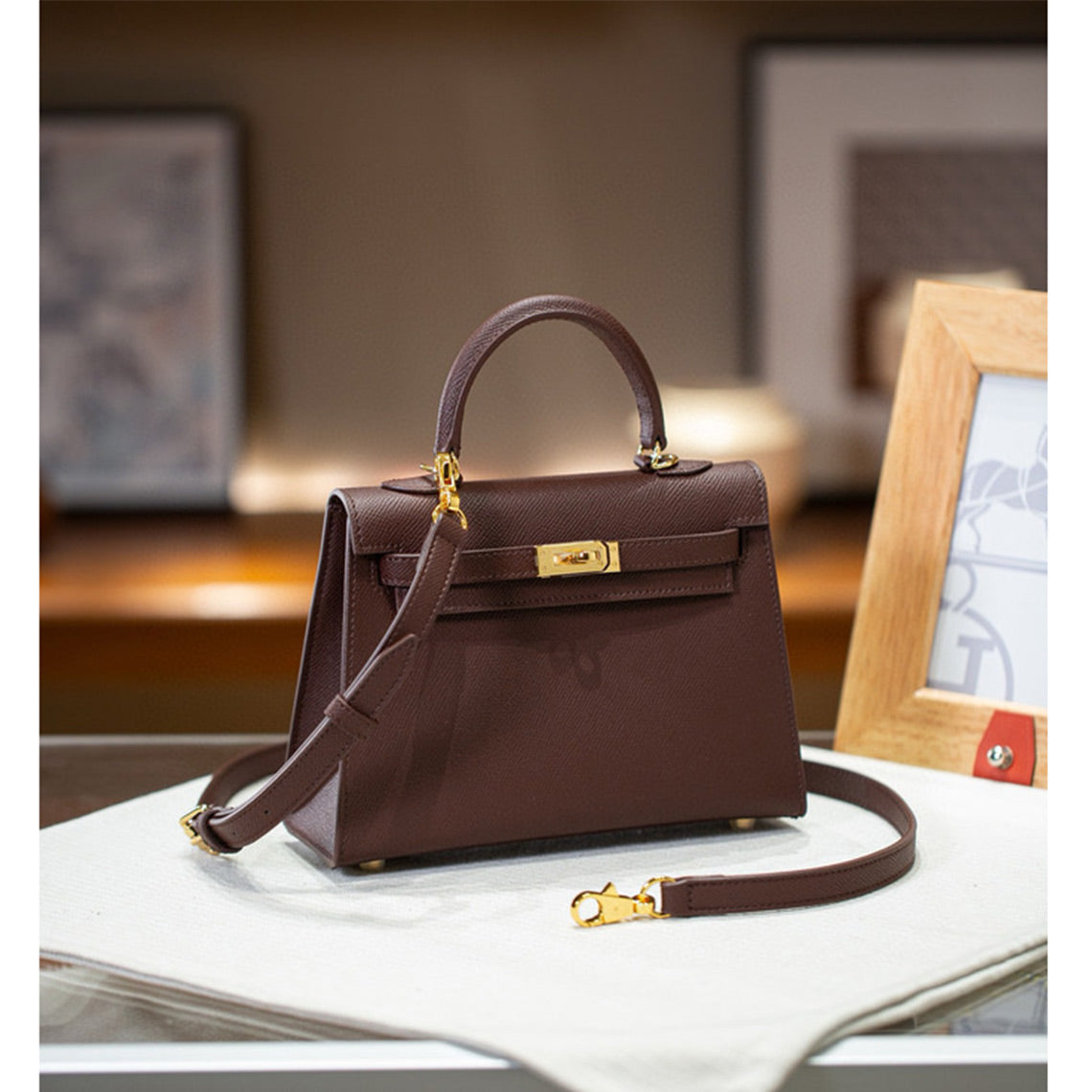 Mini Top Handle Bag 19 – Top Grain Leather Shoulder Bag detail image 6