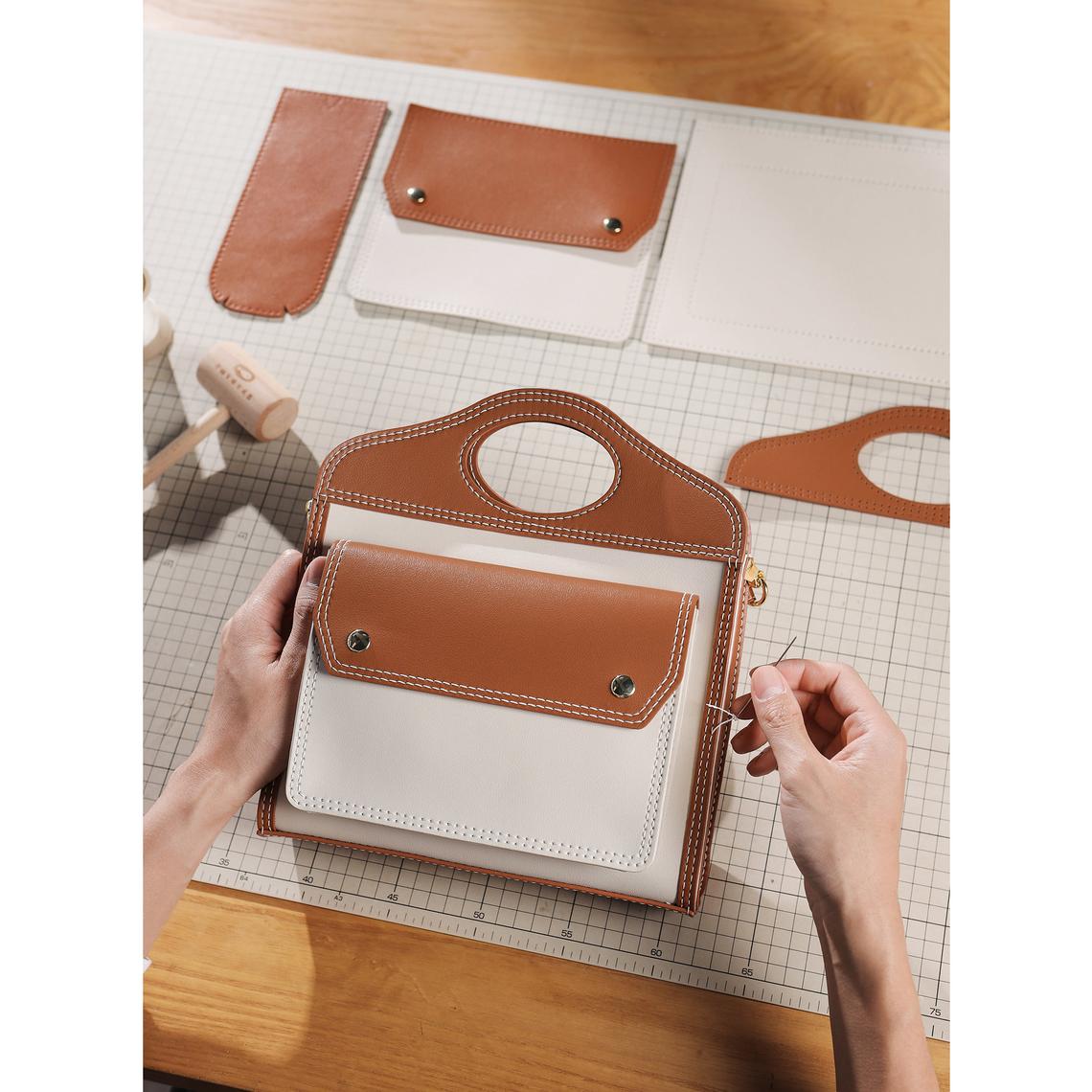 Handsew Leather Lady Pocket Crossbody Bag DIY Kit – Genuine Leather Sewing Kit detail image 1