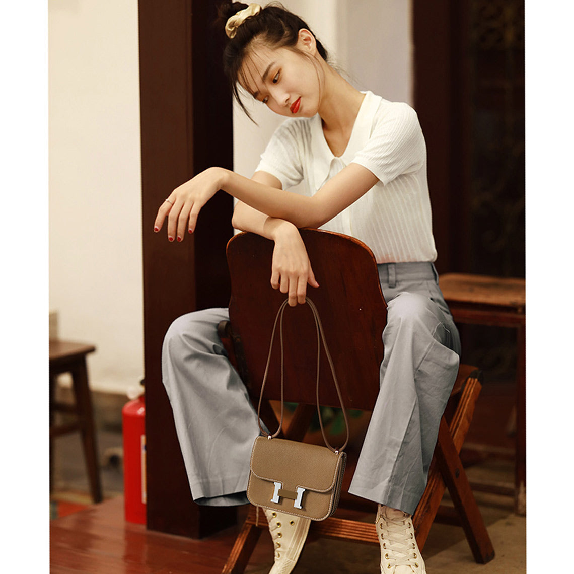 Leather Square Tofu Crossbody Bag DIY Kit – Tan or Black detail image 4
