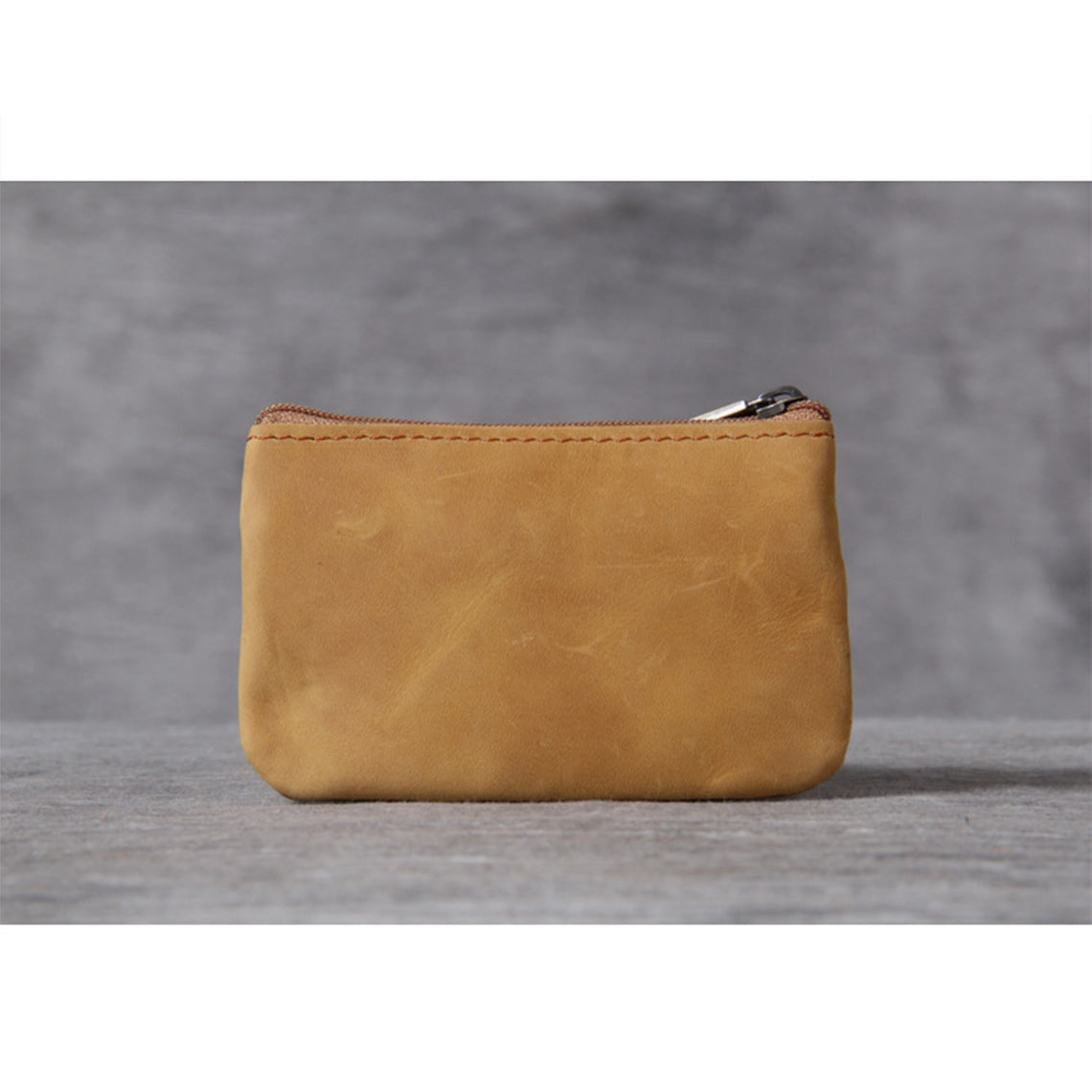 Crazy Horse Leather Small Zip Wallet with Two Zip Pockets detail image 3